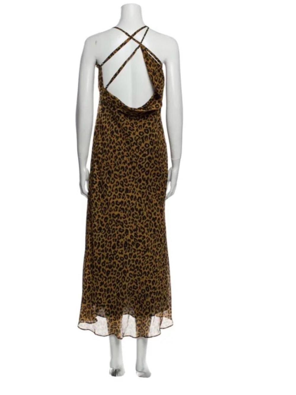 Michelle Mason Silk Leopard Print Maxi Gown Bias CrissCross Open Back Slip Sz 2 - Picture 9 of 9